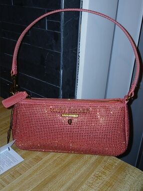 Kurt Geiger NWT Coral Rhinestone Pouchette/Wristlet & Dustbag